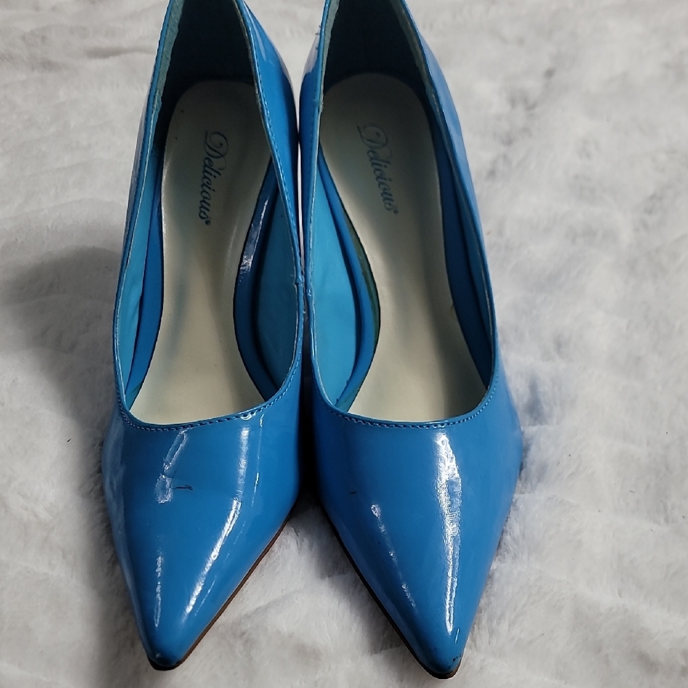 Delicious Blue High Heeled Pumps Elegant Pointed Toe